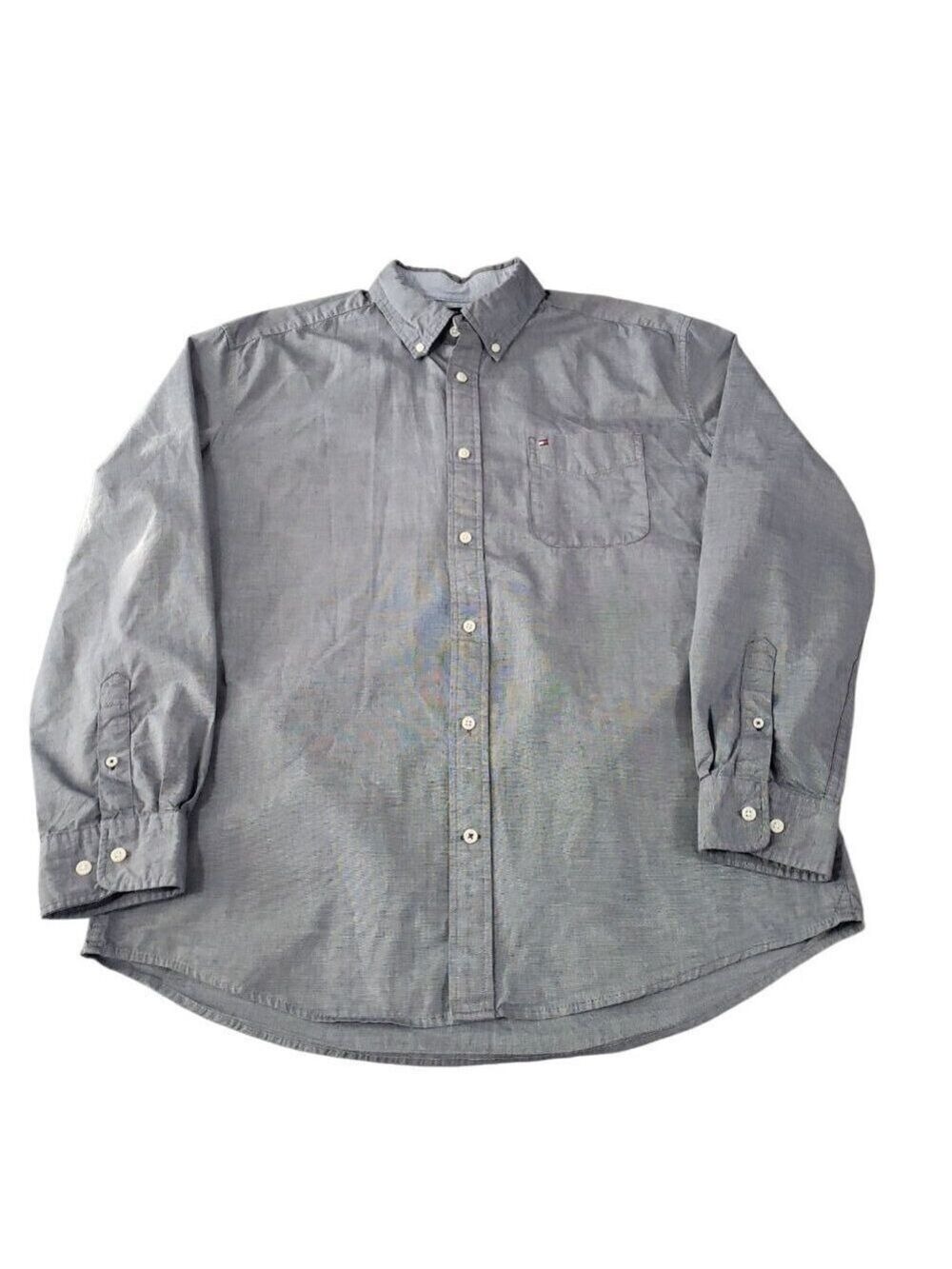 Tommy Hilfiger Mens Blue Long Sleeve Button Down Shirt Classic Fit XL